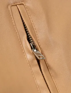 Men's Faux Leather Jacket Shirt Jacket Transition Jacket Biker Jacket Vacation Daily Windproof Warm Pocket Fall & Winter Plain Fashion Classic Stand Collar Regular Faux Leather Black Khaki Jacket