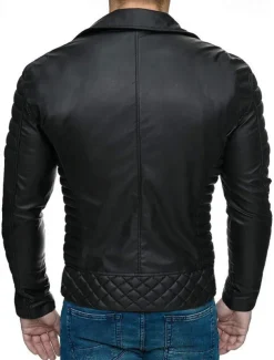 Men's Faux Leather Jacket Transition Jacket Biker Jacket Motorcycle Jacket Vacation Daily Windproof Warm Pocket Fall & Winter Plain Fashion Classic Lapel Regular Faux Leather Black Red Coffee Jacket