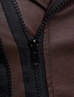 Men's Faux Leather Jacket Transition Jacket Biker Jacket Motorcycle Jacket Vacation Daily Windproof Warm Pocket Fall & Winter Plain Fashion Classic Lapel Regular Faux Leather Black Red Coffee Jacket