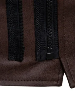 Men's Faux Leather Jacket Transition Jacket Biker Jacket Motorcycle Jacket Vacation Daily Windproof Warm Pocket Fall & Winter Plain Fashion Classic Lapel Regular Faux Leather Black Red Coffee Jacket