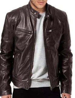 Men's Faux Leather Jacket Transition Jacket Street Windproof Pocket Spring & Fall Streetwear Stand Collar Regular Faux Leather Regular Fit Black Jacket