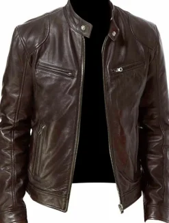 Men's Faux Leather Jacket Transition Jacket Biker Jacket Motorcycle Jacket Daily Thermal Warm Rain Waterproof Fall & Winter Solid Colored Stand Collar Regular Regular Fit Silver Black White Yellow