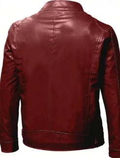 Men's Faux Leather Jacket Transition Jacket Biker Jacket Motorcycle Jacket Daily Thermal Warm Rain Waterproof Fall & Winter Solid Colored Stand Collar Regular Regular Fit Silver Black White Yellow