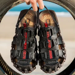 Men's Faux Leather Outdoor Sandals – Breathable Gladiator Design with Adjustable Drawstring for Hiking, Beach and Casual Summer Wear