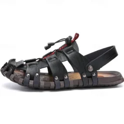 Men's Faux Leather Outdoor Sandals – Breathable Gladiator Design with Adjustable Drawstring for Hiking, Beach and Casual Summer Wear