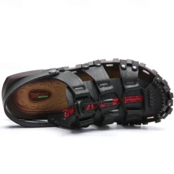 Men's Faux Leather Outdoor Sandals – Breathable Gladiator Design with Adjustable Drawstring for Hiking, Beach and Casual Summer Wear