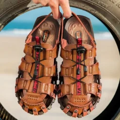 Men's Faux Leather Outdoor Sandals – Breathable Gladiator Design with Adjustable Drawstring for Hiking, Beach and Casual Summer Wear