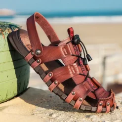 Men's Faux Leather Outdoor Sandals – Breathable Gladiator Design with Adjustable Drawstring for Hiking, Beach and Casual Summer Wear