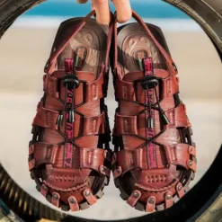 Men's Faux Leather Outdoor Sandals – Breathable Gladiator Design with Adjustable Drawstring for Hiking, Beach and Casual Summer Wear