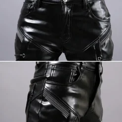 Men's Faux Leather Pants Drawstring Solid Colored Outdoor Sports Full Length Party Casual Fashion Casual Black Red Inelastic