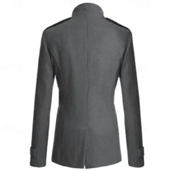 Men's Field Coat Peacoat Trench Coat Daily Vacation Fall & Winter Polyester Thermal Warm Outerwear Clothing Apparel Fashion Classic Plain Pocket Stand Collar Double Breasted