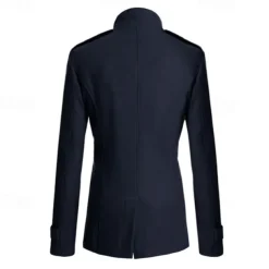 Men's Field Coat Peacoat Trench Coat Daily Vacation Fall & Winter Polyester Thermal Warm Outerwear Clothing Apparel Fashion Classic Plain Pocket Stand Collar Double Breasted