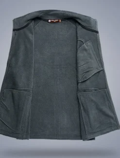 Men's Fishing Vest Daily Casual Fall & Winter Pocket Fleece Polyester Thermal Warm Plain Zipper Stand Collar Regular Fit Black Army Green Dark Blue Dark Gray Vest