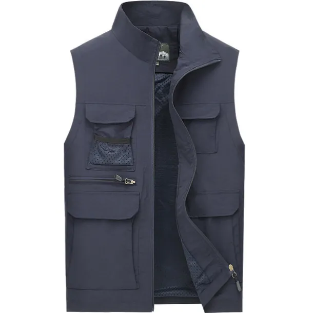 Men's Fishing Vest Hiking Vest Work Vest Sleeveless Vest / Gilet Jacket Top Outdoor Breathable Quick Dry Lightweight Sweat wicking Military color Blue khaki Fishing Climbing Camping / Hiking / Caving