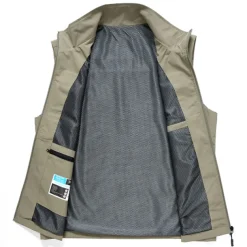 Men's Fishing Vest Hiking Vest Sleeveless Outerwear Top Outdoor Breathable Quick Dry Multi Pockets Lightweight Pocket Buckle Chinlon Black Cream Army Green Work Fishing Climbing