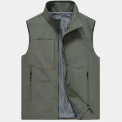 Men's Fishing Vest Hiking Vest Sleeveless Outerwear Top Outdoor Breathable Quick Dry Multi Pockets Lightweight Pocket Buckle Chinlon Black Cream Army Green Work Fishing Climbing