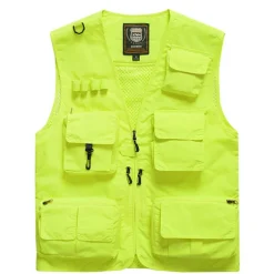 Men's Fishing Vest Hiking Vest Sleeveless Vest / Gilet Top Outdoor Windproof Breathable Quick Dry Lightweight Summer Polyester Sapphire Navy fluorescent yellow Fishing Climbing Camping / Hiking