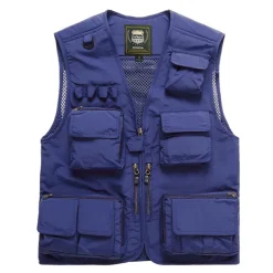 Men's Fishing Vest Hiking Vest Sleeveless Vest / Gilet Top Outdoor Windproof Breathable Quick Dry Lightweight Summer Polyester Sapphire Navy fluorescent yellow Fishing Climbing Camping / Hiking