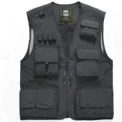 Men's Fishing Vest Hiking Vest Sleeveless Vest / Gilet Top Outdoor Windproof Breathable Quick Dry Lightweight Summer Polyester Sapphire Navy fluorescent yellow Fishing Climbing Camping / Hiking