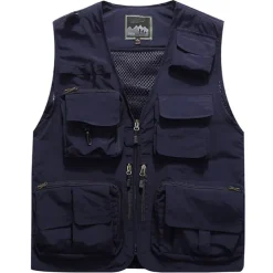 Men's Fishing Vest Hiking Vest Sleeveless Vest / Gilet Top Outdoor Breathable Quick Dry Lightweight Sweat wicking Summer Navy orange Black Fishing Climbing Camping / Hiking / Caving