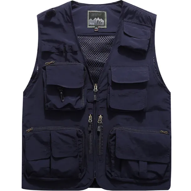Men's Fishing Vest Hiking Vest Sleeveless Vest / Gilet Top Outdoor Breathable Quick Dry Lightweight Sweat wicking Summer Navy orange Black Fishing Climbing Camping / Hiking / Caving