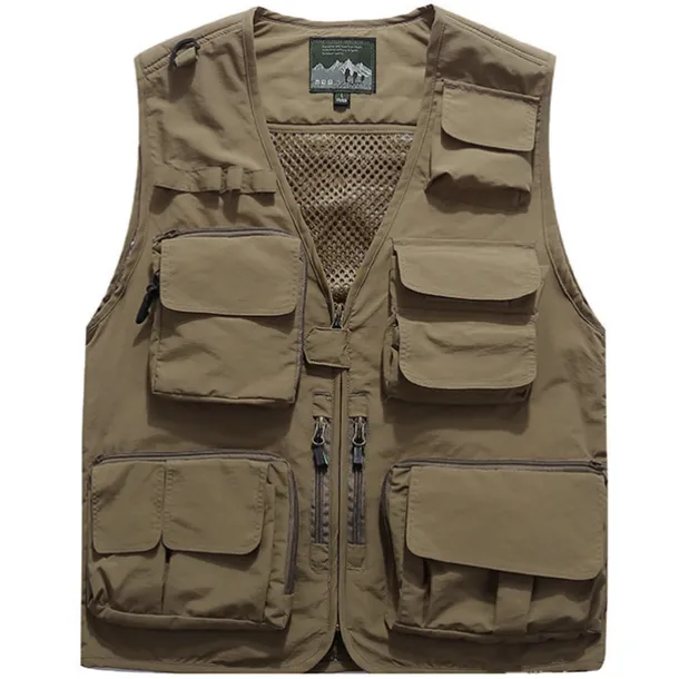 Men's Fishing Vest Hiking Vest Sleeveless Vest / Gilet Top Outdoor Breathable Quick Dry Lightweight Sweat wicking Summer Navy orange Black Fishing Climbing Camping / Hiking / Caving