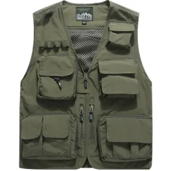 Men's Fishing Vest Hiking Vest Sleeveless Vest / Gilet Top Outdoor Breathable Quick Dry Lightweight Sweat wicking Summer Navy orange Black Fishing Climbing Camping / Hiking / Caving