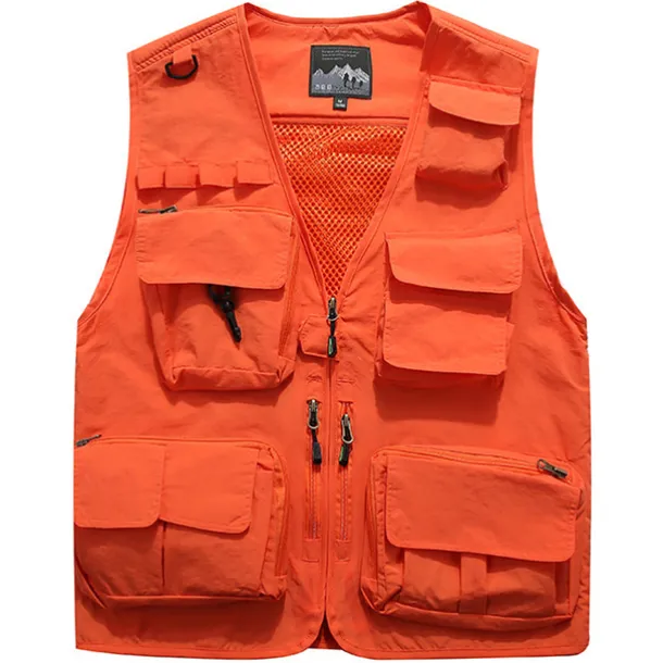 Men's Fishing Vest Hiking Vest Sleeveless Vest / Gilet Top Outdoor Breathable Quick Dry Lightweight Sweat wicking Summer Navy orange Black Fishing Climbing Camping / Hiking / Caving