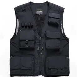 Men's Fishing Vest Hiking Vest Sleeveless Vest / Gilet Top Outdoor Breathable Quick Dry Lightweight Sweat wicking Summer Navy orange Black Fishing Climbing Camping / Hiking / Caving