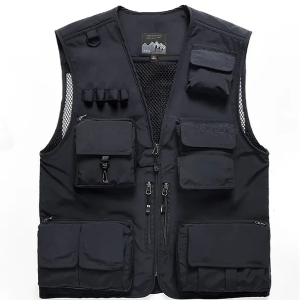 Men's Fishing Vest Hiking Vest Sleeveless Vest / Gilet Top Outdoor Breathable Quick Dry Lightweight Sweat wicking Summer Navy orange Black Fishing Climbing Camping / Hiking / Caving