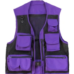 Men's Fishing Vest Hiking Vest Work Vest Outdoor Multi-Pockets Quick Dry Lightweight Breathable Autumn / Fall Spring Summer Vest / Gilet Mesh Camping / Hiking Hunting Fishing Blue khaki Green