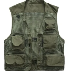 Men's Fishing Vest Hiking Vest Work Vest Outdoor Multi-Pockets Quick Dry Lightweight Breathable Autumn / Fall Spring Summer Vest / Gilet Mesh Camping / Hiking Hunting Fishing Blue khaki Green