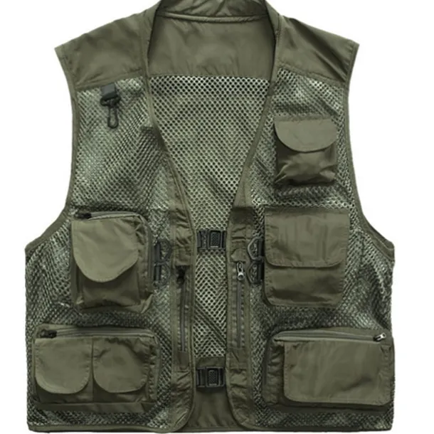 Men's Fishing Vest Hiking Vest Work Vest Outdoor Multi-Pockets Quick Dry Lightweight Breathable Autumn / Fall Spring Summer Vest / Gilet Mesh Camping / Hiking Hunting Fishing Blue khaki Green