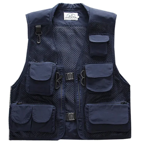 Men's Fishing Vest Hiking Vest Work Vest Outdoor Multi-Pockets Quick Dry Lightweight Breathable Autumn / Fall Spring Summer Vest / Gilet Mesh Camping / Hiking Hunting Fishing Blue khaki Green