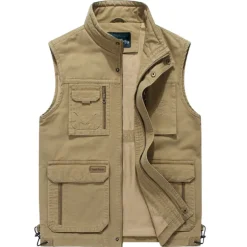 Men's Fishing Vest Hiking Vest Sleeveless Jacket Coat Top Outdoor Breathable Quick Dry Lightweight Sweat wicking Summer Spring Cotton khaki Army Green Fishing Climbing Running