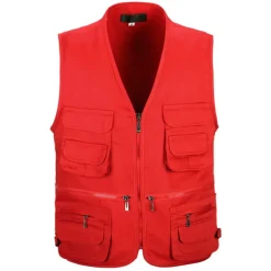 Men's Fishing Vest Hiking Vest Outdoor Breathable Quick Dry Multi Pockets Lightweight Top Fishing Climbing Camping / Hiking / Caving Black Red Camouflage Green khaki