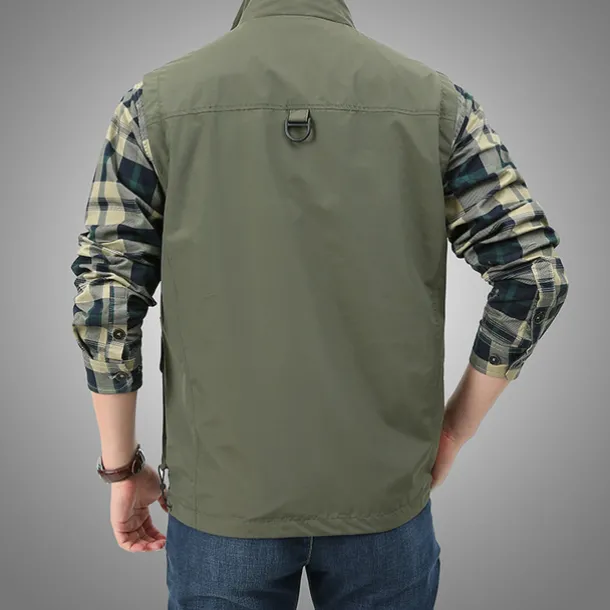 Men's Fishing Vest Hiking Vest Sleeveless Outerwear Zip Top Top Outdoor Multi-Pockets Breathable Quick Dry Sweat-Wicking Summer Black khaki Navy Blue Hunting Fishing Climbing