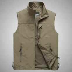 Men's Fishing Vest Military Tactical Vest Hiking Vest Sleeveless Vest / Gilet Jacket Top Outdoor Breathable Quick Dry Lightweight Multi Pockets Summer Back Venting Design Chinlon Dark Grey Black Army