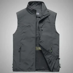Men's Fishing Vest Military Tactical Vest Hiking Vest Sleeveless Vest / Gilet Jacket Top Outdoor Breathable Quick Dry Lightweight Multi Pockets Summer Back Venting Design Chinlon Dark Grey Black Army
