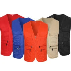 Men's Fishing Vest Military Tactical Vest Hiking Vest Sleeveless V Neck Vest / Gilet Jacket Top Outdoor Breathable Quick Dry Lightweight Multi Pockets Cotton Polyester Dark Grey Black Army Green