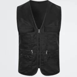 Men's Fishing Vest Military Tactical Vest Hiking Vest Sleeveless V Neck Vest / Gilet Jacket Top Outdoor Breathable Quick Dry Lightweight Multi Pockets Cotton Polyester Dark Grey Black Army Green