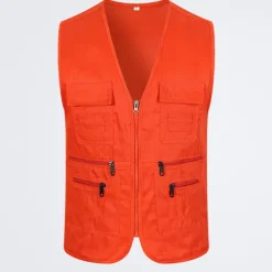 Men's Fishing Vest Military Tactical Vest Hiking Vest Sleeveless V Neck Vest / Gilet Jacket Top Outdoor Breathable Quick Dry Lightweight Multi Pockets Cotton Polyester Dark Grey Black Army Green