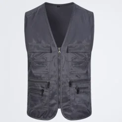 Men's Fishing Vest Military Tactical Vest Hiking Vest Sleeveless V Neck Vest / Gilet Jacket Top Outdoor Breathable Quick Dry Lightweight Multi Pockets Cotton Polyester Dark Grey Black Army Green