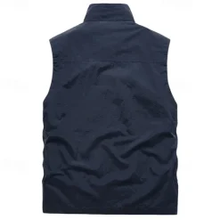 Men's Fishing Vest Sleeveless Vest Outdoor Modern Contemporary All Seasons Multi Pocket Chinlon Outdoor Solid / Plain Color Zipper Standing Collar Standard Fit Black ash-colored khaki Army Green Vest