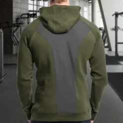 Men's Fitness Hoodie Workout Hoodie Long Sleeve Hoodie Casual Athleisure Fall Thermal Warm Windproof Breathable Gym Workout Running Walking Sportswear Activewear Solid Colored Black Army Green Dark