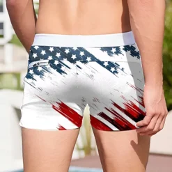 Men's Flag American Flag National Flag Swimming Trunks Board Shorts Swim Shorts Mid Waist Fashion Designer Surfing Holiday Beach Pocket Drawstring Elastic Waist Designer Clothing Apparel