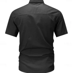 Men's Flag American US Flag Letter Printed Work Shirt Western Shirt Cargo Shirt Short Sleeve Western Style Tactical Fashion Casual Going out Summer Turndown Buttons Print Black Army Green Khaki Dark