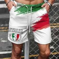 Men's Flag National Flag Swimming Trunks Board Shorts Shorts Mid Waist Fashion Streetwear Designer Casual Daily Holiday Pocket Drawstring Elastic Waist Designer Clothing Apparel