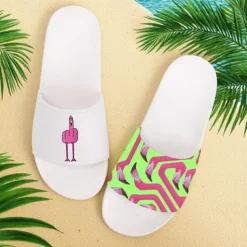 Men's Flamingo Themed Slide Sandals with Colorful Pattern – Casual & Fun Style for Beach, Poolside & Summer Vacations