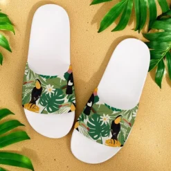 Men's Flamingo Themed Slide Sandals with Colorful Pattern – Casual & Fun Style for Beach, Poolside & Summer Vacations